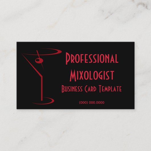 Carte De Visite Mixologue du logo Red Martini (Devant)