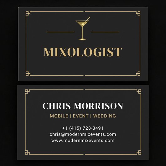 Carte De Visite Mixologue Professionnel