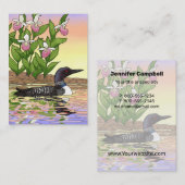 Carte De Visite MN State Bird Flower Loon Lady Slipper (Devant / Derrière)