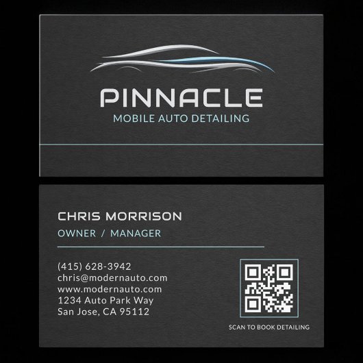 Carte De Visite Mobile Auto Detailing QR Code Professional