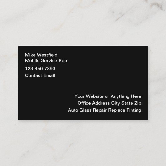 Carte De Visite Mobile Auto Glass Repair Replace (Dos)