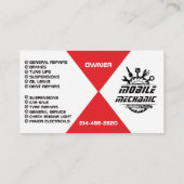 Carte De Visite Mobile Auto Mechanic Car Repair Editable (Dos)