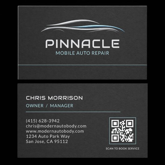 Carte De Visite Mobile Auto Repair QR Code Professional