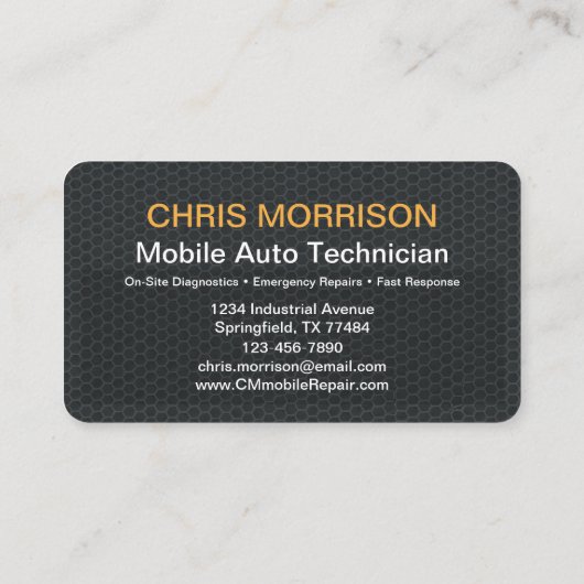 Carte De Visite Mobile Automotive Technician QR Code (Dos)
