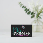 Carte De Visite Mobile Bartender Club Bar Neon Boissons B (Debout devant)