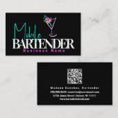 Carte De Visite Mobile Bartender Club Bar Neon Boissons B (Devant / Derrière)