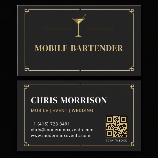 Carte De Visite Mobile Bartender QR Code Professional