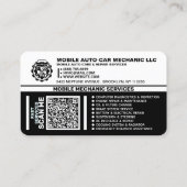 CARTE DE VISITE MOBILE CAR / AUTO MECHANIC REPAIR SERVICE (Dos)