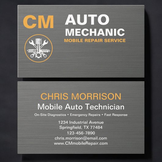 Carte De Visite Mobile Car Repair & Auto Technician Service