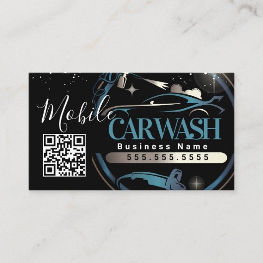 Carte De Visite Mobile Car Wash Detail - Business Logo QR Code (Devant)