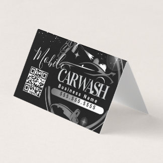 Carte De Visite Mobile Car Wash Detail - Business Logo QR Code B