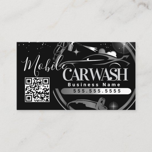 Carte De Visite Mobile Car Wash Detail - Business Logo QR Code B (Devant)
