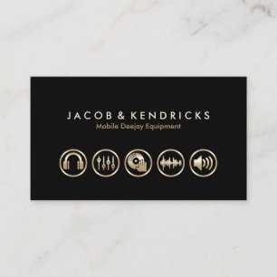 Carte De Visite Mobile Deejay Equipment Gold Icons BusinessCard