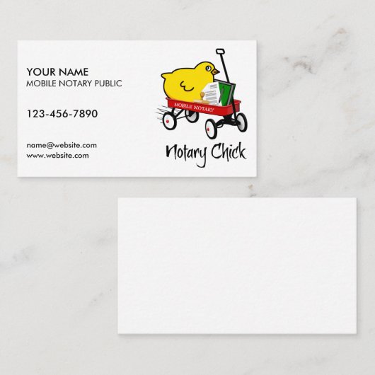Carte De Visite Mobile Notaire Chick Red Wagon Customisé (Devant / Derrière)