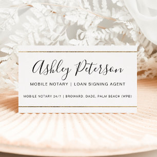 Carte De Visite Mobile Notaire public typographie bande or