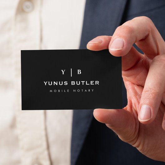 Carte De Visite Mobile Notary Monogram Simple Business Card