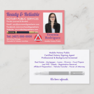 Carte De Visite Mobile Notary Public Customizable Photo Business C