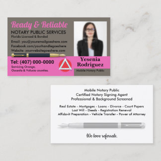Carte De Visite Mobile Notary Public Customizable Photo Business C