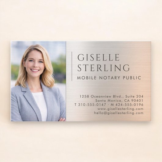 Carte De Visite Mobile Notary Public Photo Brushed Metal