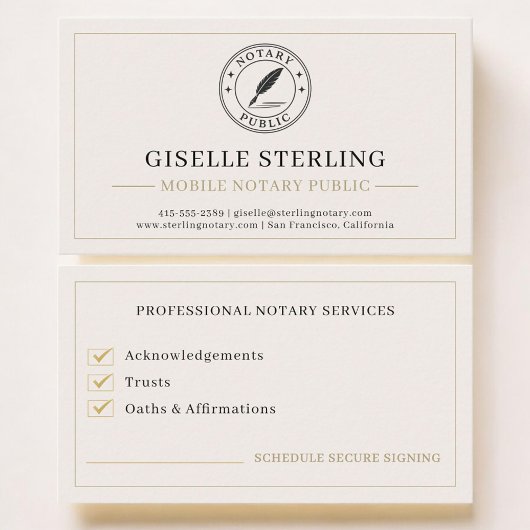 Carte De Visite Mobile Notary Public Professional