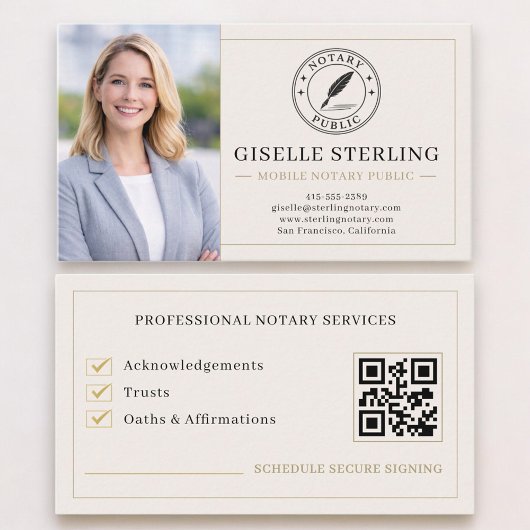 Carte De Visite Mobile Notary Public QR Code Photo 