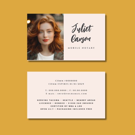Carte De Visite Mobile Notary Service Photo Business Card