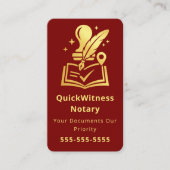 Carte De Visite Mobile Notary Signing Agent Luxury Red Gold (Devant)
