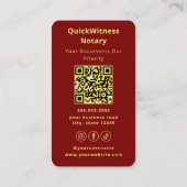 Carte De Visite Mobile Notary Signing Agent Luxury Red Gold (Dos)