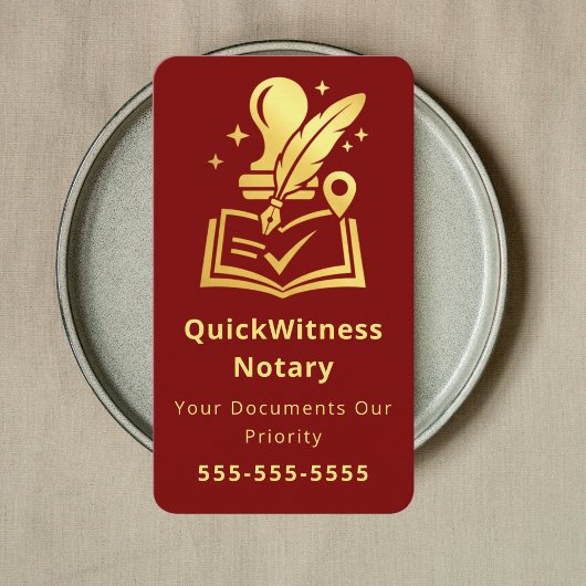 Carte De Visite Mobile Notary Signing Agent Luxury Red Gold