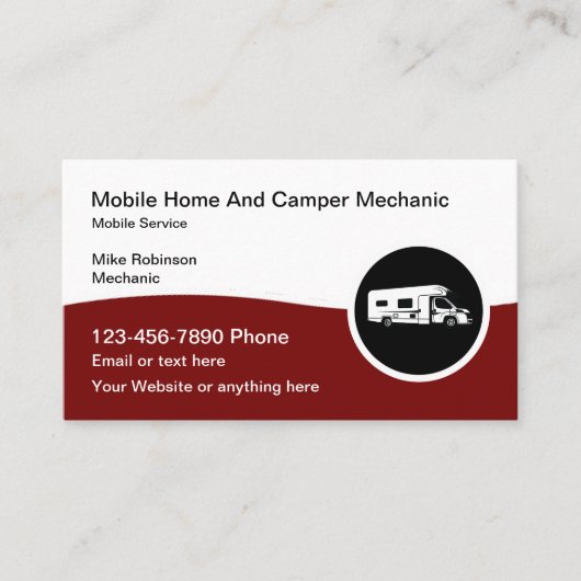 Carte De Visite Mobile RV And Camper Repair Mechanic (Devant)