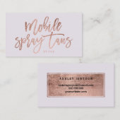 Carte De Visite Mobile Spray tans logo rose or typographie lilas (Devant / Derrière)