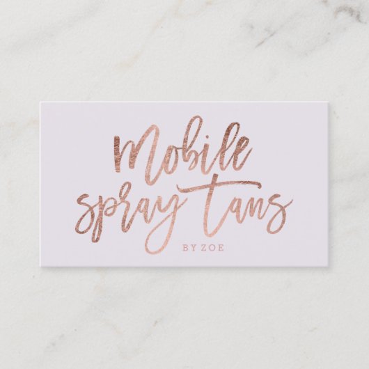 Carte De Visite Mobile Spray tans logo rose or typographie lilas (Devant)