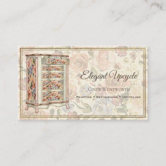 Carte De Visite Mobilier Peint Éclairage Raffinage Floral (Devant)