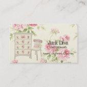 Carte De Visite Mobilier Peint Fleur Chaise Dresser Roses Rose (Devant)