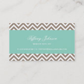 Carte De Visite Mocha Brown et Aqua Modern Chevron Stripes (Dos)