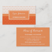 Carte De Visite Mod Orange et White Pois Designer d'intérieur (Devant / Derrière)