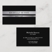 Carte De Visite Mode argent et noir (Devant / Derrière)