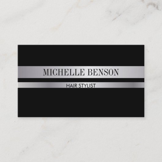 Carte De Visite Mode argent et noir (Devant)