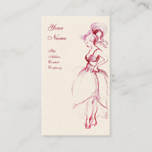 Carte De Visite MODE BEAUTÉ, dessin blanc rouge