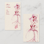 Carte De Visite MODE BEAUTÉ, dessin blanc rouge (Devant / Derrière)