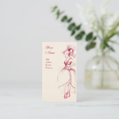 Carte De Visite MODE BEAUTÉ, dessin blanc rouge (Debout devant)