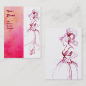 Carte De Visite MODE BEAUTÉ, rose rouge, perle blanche fuchsia (Devant / Derrière)