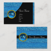 Carte De Visite MODE BLEUE BEATS MONOGRAM, Saphir noir (Devant / Derrière)