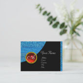 Carte De Visite MODE BLEUE MONOGRAM, rubis rouge noir (Debout devant)