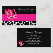 Carte De Visite Mode Boutique Giraffe Imprimer Girly rose Pompes (Devant / Derrière)