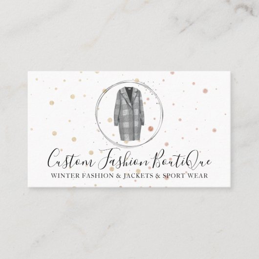 Carte De Visite Mode Boutique Gray Plaid Veste (Devant)