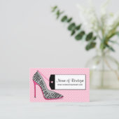 Carte De Visite Mode Boutique rose et noir Zebra Stiletto (Debout devant)