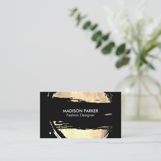 Carte De Visite Mode brossé or et noir (Debout devant)