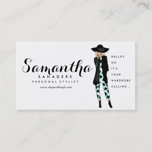 Carte De Visite Mode/carte personnelle d'illustration de fille de (Devant)