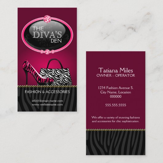 Carte De Visite Mode chic et impertinente (Devant / Derrière)